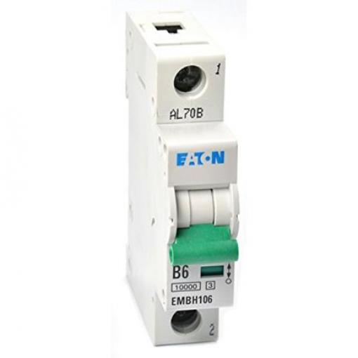 Eaton Miniaturní jistič, rozsah: EMBH 1pólový 6 A vypínací výkon 10 kA, charakteristika: Typ B, rozsah: MEM Shield 240 V