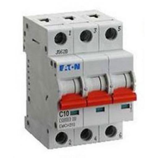 Eaton Miniaturní jistič, rozsah: EMCH 3pólový 6 A vypínací výkon 10 kA, charakteristika: Typ C, rozsah: MEM Shield 240 V