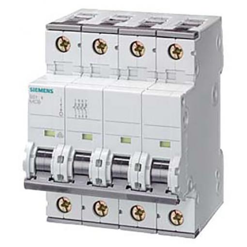 Siemens Miniaturní jistič, rozsah: 5SY4 4pólový 63 A vypínací výkon 10 kA, charakteristika: Typ B, rozsah: SENTRON 400 V
