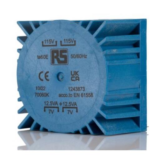 RS PRO, primární napětí: 2 x 115 V ac, sekundární napětí: 2 x 7 V