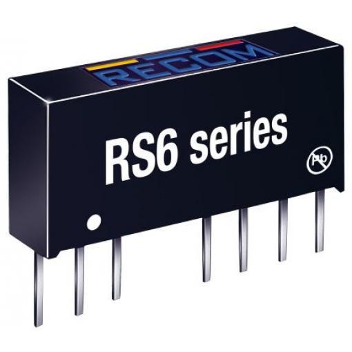 Recom Měnič DC/DC RS6, výstup: 15 V 1.6 kV, Vin 9V 200 mA, Vin 4.5V 6 W -40 °C 75 °C Průchozí otvor