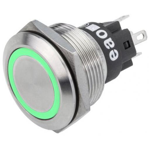EAO Tlačítkový spínač, řada: 82 IP65, IP67 SPDT Panel Okamžité Osvětlené 22 mm 3 A, barva LED: Zelená 240 V dc 240 V ac