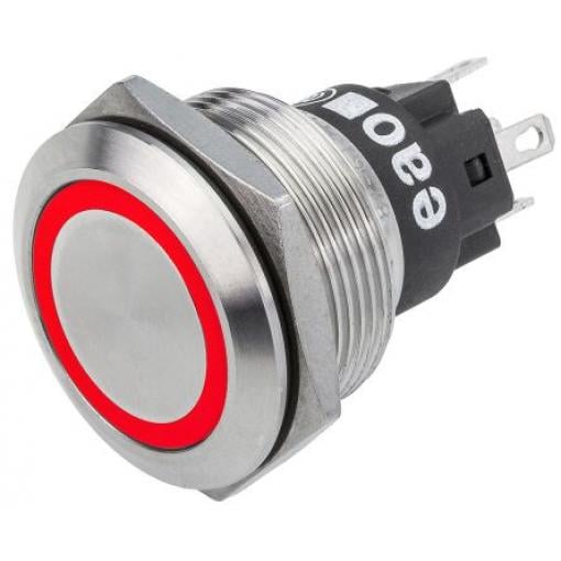 EAO Tlačítkový spínač, řada: 82 IP65, IP67 SPDT Panel Okamžité Osvětlené 22 mm 3 A, barva LED: Červená 240 V dc 240 V ac