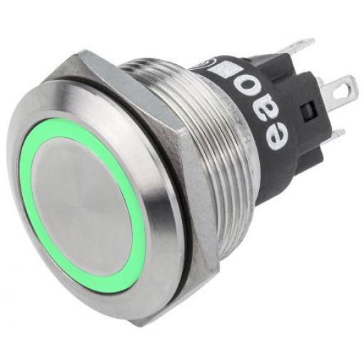 EAO Tlačítkový spínač, řada: 82 IP65, IP67 SPDT Panel Okamžité Osvětlené 22 mm 3 A, barva LED: Zelená 240 V dc 240 V ac