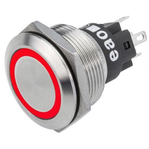 EAO Tlačítkový spínač, řada: 82 IP65, IP67 SPDT Panel Okamžité Osvětlené 22 mm 200 mA, barva LED: Červená 24 V dc 24 V