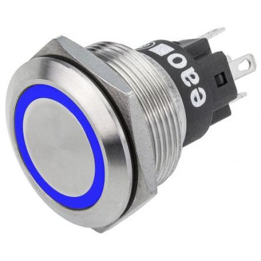 EAO Tlačítkový spínač, řada: 82 IP65, IP67 SPDT Panel Okamžité Osvětlené 22 mm 200 mA, barva LED: Modrá 24 V dc 250 V ac