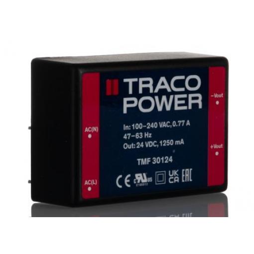 Spínaný napájecí zdroj, počet výstupů: 1 TMF 30124 24V dc Montáž na plošný spoj 30 W TMF 30 TRACOPOWER 264V ac