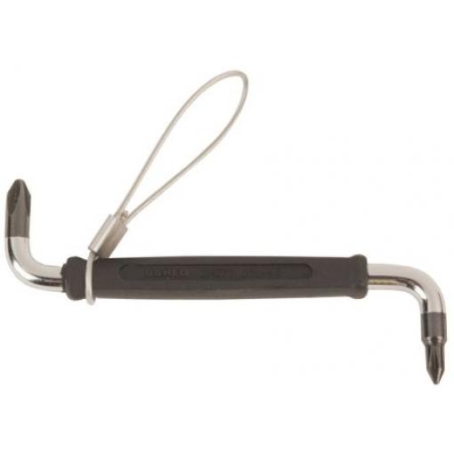 Pravoúhlý šroubovák, dělka lopatky: 20 mm Pravoúhlý hrot PH1 x PH2, celková délka: 100 mm Bahco