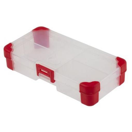 Přihrádková krabice 5 přihrádek Průhledná červená, Polypropylen 30 mm x 140mm x 75 mm RS PRO