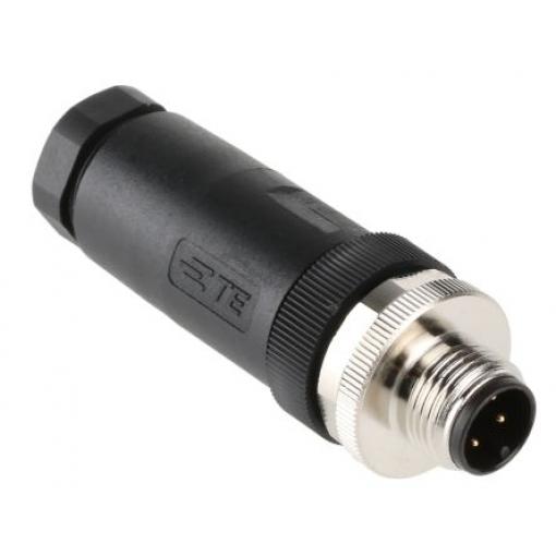 Kulatý konektor, počet kontaktů: 4, Kabel, velikost: M12 TE Connectivity, pohlaví kontaktu: Vnější, orientace těla: