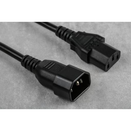 Napájecí šňůra 5 m, Černá, A: IEC C13, B: IEC C14 Polyvinylchlorid, 250 V RS PRO