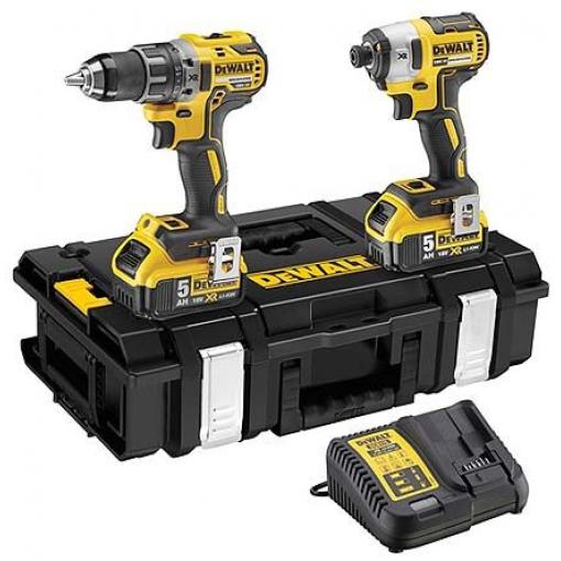 Sada vrtačky Combi a nárazového utahováku 18V Li-Ion baterie Dewalt
