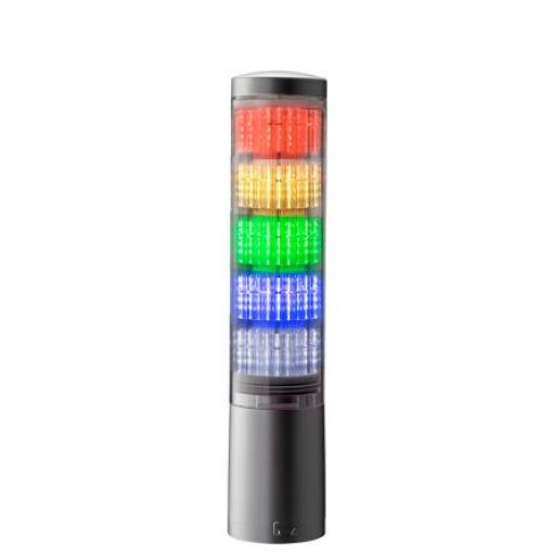 Patlite Signální věž, řada: LA6 RGB LED 11 Zvukový signál alarmu, Alarm 5 světelných prvků barva Čirá 26.4V dc Pól,