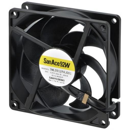 Sanyo Denki Axiální ventilátor, řada: San Ace 9WL, průtok vzduchu: 132 m³/h 5.04 W 12 V dc 420 mA IP68 92 mm 92 mm 25.2