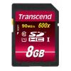 Karta SD 8 GB SDHC MLC Transcend, řada: Ultimate UHS 1 U1, Třída 10 85 °C -25 °C 600x