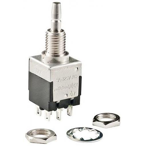 NKK Switches Tlačítkový spínač, řada: EB DPDT Okamžité 6.4 mm 3 A 28 V dc 125 V ac