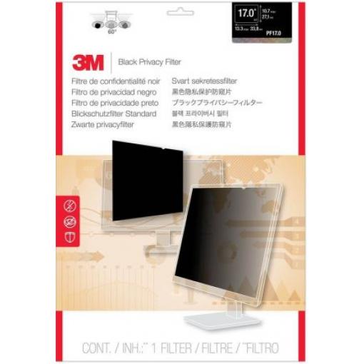 3M Zástěna Kompatibilní s dotykovou obrazovkou, Soukromí, Monitor, 431.8 mm, Černá