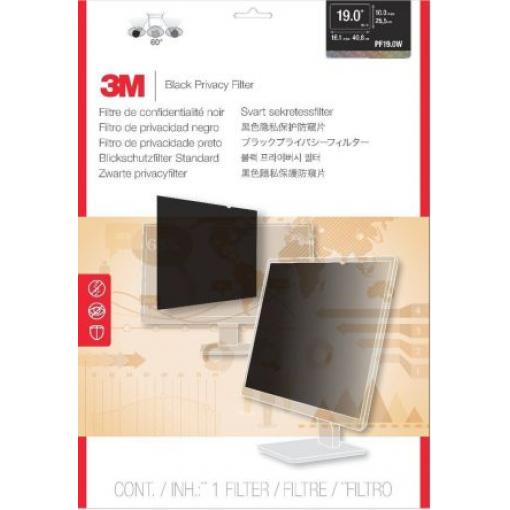 3M Zástěna Kompatibilní s dotykovou obrazovkou, Soukromí, Monitor, 482.6 mm, Černá