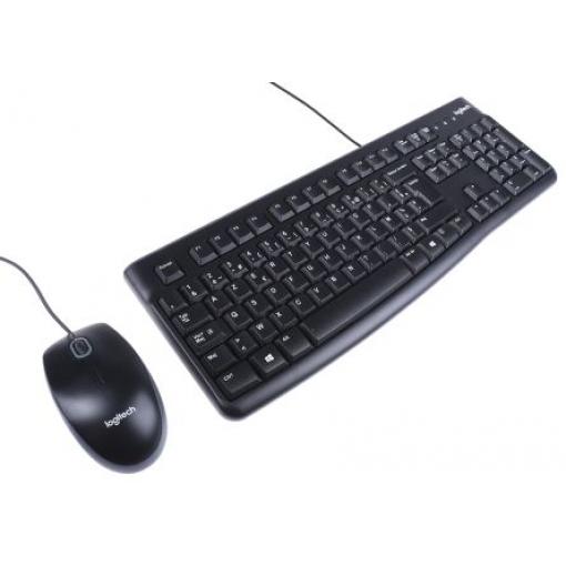 Sada klávesnice a myši, model: MK120, Černá Kabelový AZERTY (Francie) Standardní, USB Logitech