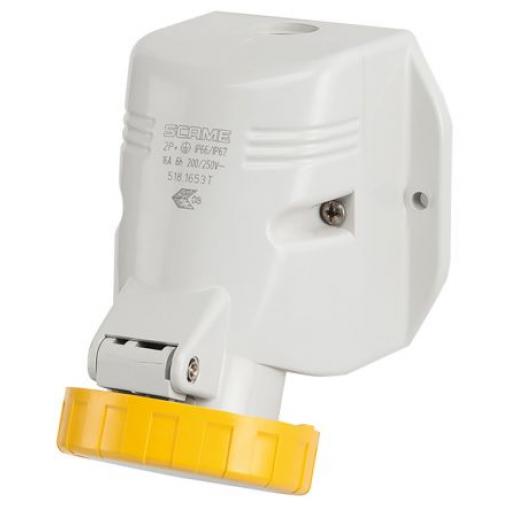 Scame Průmyslový napájecí konektor, řada: 518, IP67, Nástěnná, formát pólů: 2P+PE barva Žlutá, 110 V 125A