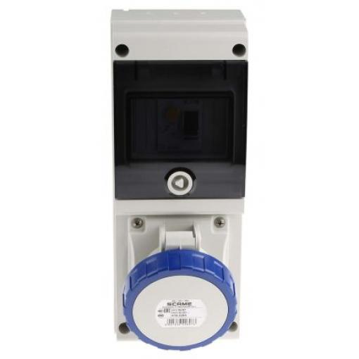 Scame Průmyslový napájecí konektor, IP67, Nástěnná barva Modrá, 32 A 2P+PE, 230 V