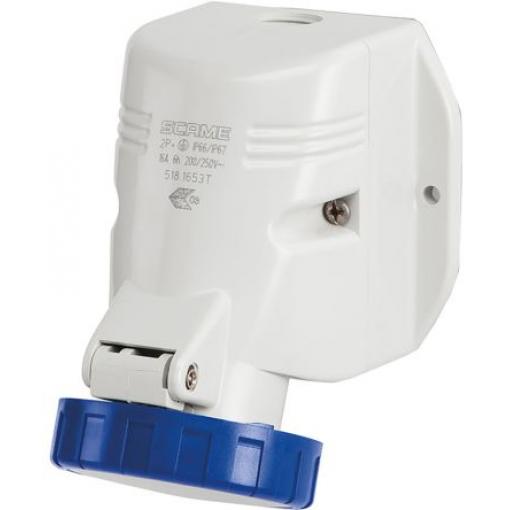Scame Průmyslový napájecí konektor, řada: OPTIMA-TOP, IP44, Nástěnná barva Modrá, 63 A 2P+PE, 230 V