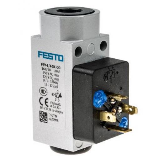 Tlakový spínač, řada: PEV Voda, Stlačený vzduch 1 bar 125 V dc IP65, max. tlak: 12 bar Festo