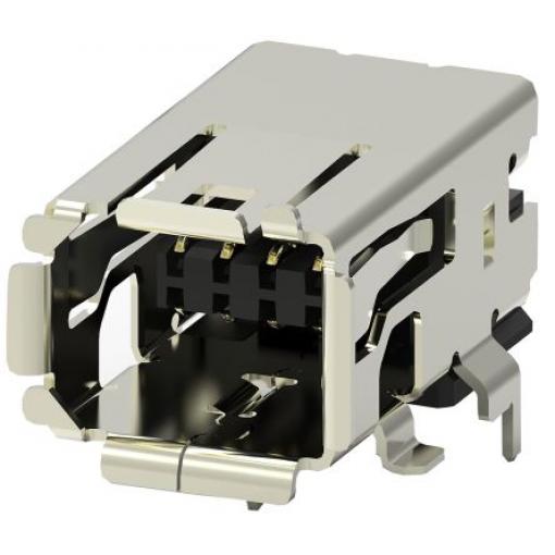 TE Connectivity Minikonektor I/O, řada: Type I, počet cest: 8, počet portů: 1, Zástrčka, Pravý úhel Vnitřní, Černá,