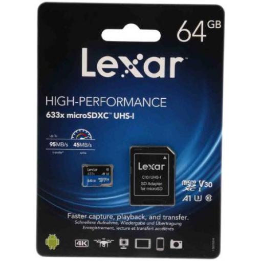 MicroSD 64 GB MicroSDXC Průmyslová třída Lexar Třída 10 633x