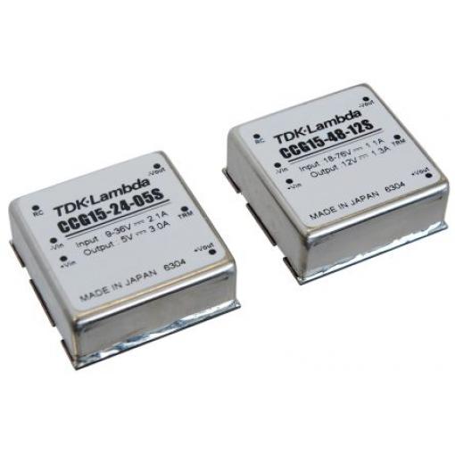TDK-Lambda Měnič DC/DC CCG15, výstup: 12 V dc 500 V dc, Vin 36V dc 1.3 A, Vin 9V 15.6 W -40 °C 85 °C Průchozí otvor