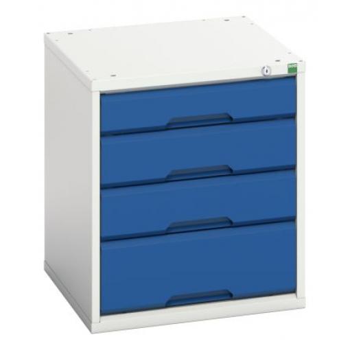 Skladovací jednotka se zásuvkami 4 Světle šedá, Červená, Modrá Ocel 600 mm x 525 mm x 600 mm Bott
