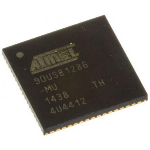 Microchip Mikrokontrolér AT90USB1286-MU 8 bit AVR 16 MHz 128kB Blesk 8 kB RAM, počet kolíků: 64 kolíkový, QFN