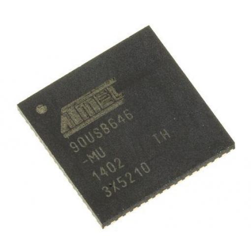 Microchip Mikrokontrolér AT90USB646-MU 8 bit AVR 16 MHz 64kB Blesk 4 kB RAM, počet kolíků: 64 kolíkový, QFN