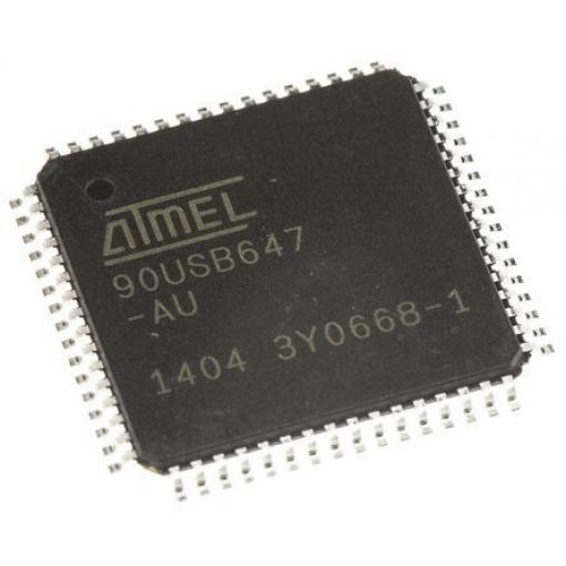 Microchip Mikrokontrolér AT90USB647-AU 8 bit AVR 16 MHz 64kB Blesk 4 kB RAM, počet kolíků: 64 kolíkový, TQFP