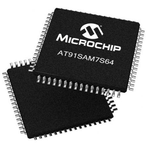 Microchip Mikrokontrolér AT91SAM7S64C-AU 32 bit ARM7TDMI 55 MHz 64kB Blesk 16 kB RAM, počet kolíků: 64 kolíkový, LQFP