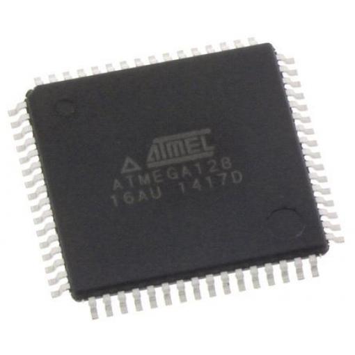 Microchip Mikrokontrolér ATMEGA128-16AU 8 bit AVR 16 MHz 128kB Blesk 4 kB RAM, počet kolíků: 64 kolíkový, TQFP