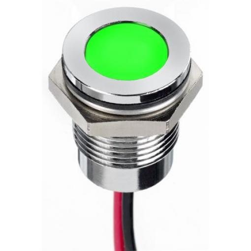 Indikátor pro montáž do panelu Zapuštěné barva Zelená Olověný drát, 220 V ac RS PRO, IP67