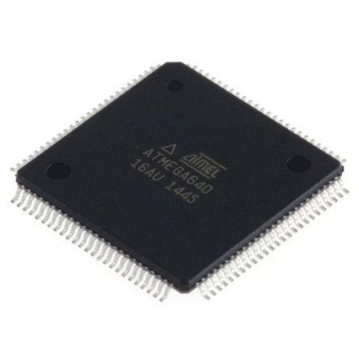 Microchip Mikrokontrolér ATMEGA640-16AU 8 bit AVR 16 MHz 64kB Blesk 8 kB RAM, počet kolíků: 100 kolíkový, TQFP