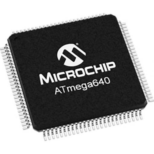 Microchip Mikrokontrolér ATMEGA640V-8AU 8 bit AVR 8 MHz 64kB Blesk 8 kB RAM, počet kolíků: 100 kolíkový, TQFP