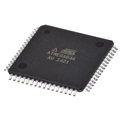 Microchip Mikrokontrolér ATMEGA64A-AU 8 bit AVR 16 MHz 64kB Blesk 4 kB RAM, počet kolíků: 64 kolíkový, TQFP