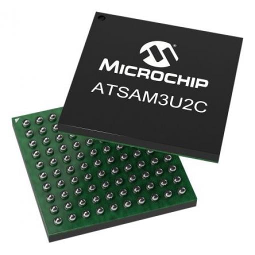 Microchip Mikrokontrolér ATSAM3U2CA-CU 32 bit ARM Cortex M3 20 MHz 128kB Blesk 36 kB RAM, počet kolíků: 100 kolíkový,