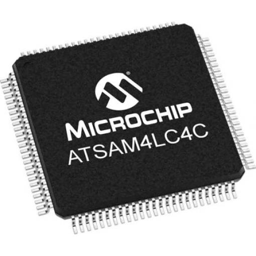 Microchip Mikrokontrolér ATSAM4LC4CA-AU 32 bit ARM Cortex M4 16 MHz 256kB Blesk 32 kB RAM, počet kolíků: 100 kolíkový,