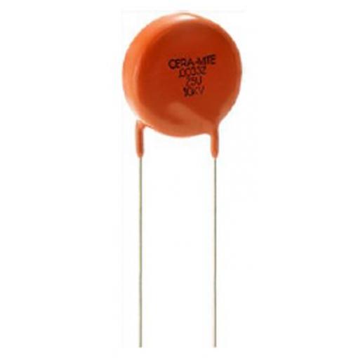 Jednovrstvý keramický kondenzátor (SLCC), řada: 615R 3.3 nF -20 to 80 % 10kV dc Z5U dielektrický, Průchozí otvor Vishay