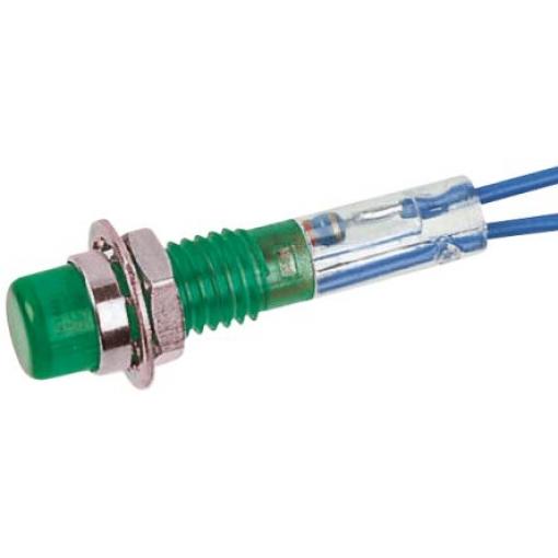 Indikátor pro montáž do panelu, řada: 515 Series Prominentní barva Zelená Olověný drát, 125 V 6.4 mm CAMDENBOSS Montáž