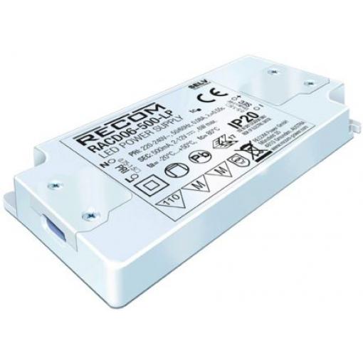 LED ovladač, řada: RACD06-LP RACD06-700-LP  2/9 V dc 700 mA 6 W IP20 Recom