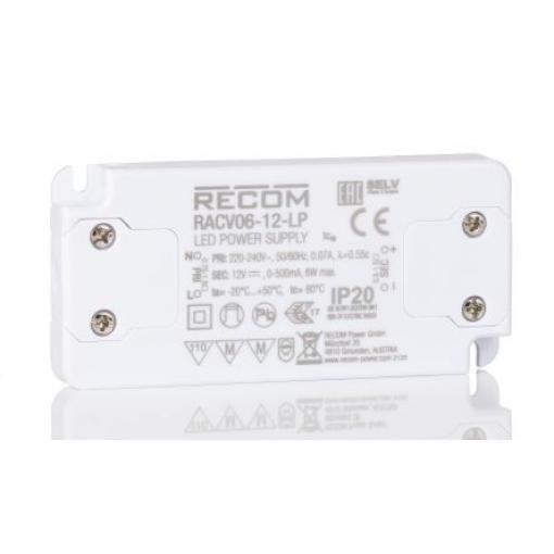 LED ovladač, řada: RACV06-LP RACV06-12-LP  12 V dc 500 mA 6 W IP20 Recom