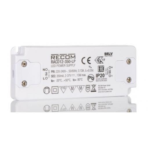 LED ovladač, řada: RACD12-LP RACD12-350-LP  2/37 V dc 350 mA 13 W IP20 Recom