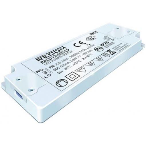 LED ovladač, řada: RACD12-LP RACD12-500-LP  2/24 V dc 500 mA 12 W IP20 Recom