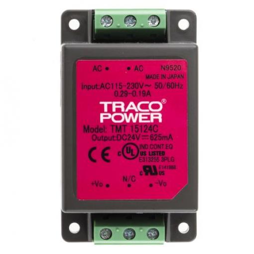 Spínaný napájecí zdroj, počet výstupů: 1 TMT 15124C 24V dc Šasi 15 W TMT TRACOPOWER 264V ac