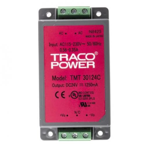 Spínaný napájecí zdroj, počet výstupů: 1 TMT 30124C 24V dc Šasi 30 W TMT TRACOPOWER 264V ac